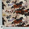 Horses Happy Trails Print Fabric is a collection of wild Horses galloping in an open field backgound on all cotton fabric/44" wide, by Elizabeth's Studio