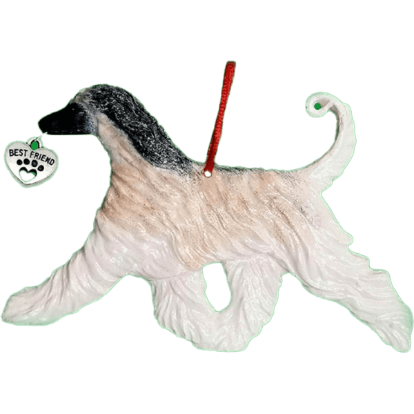 Afghan Hound dog Christmas tree Ornament from non-breabable resin and handpainted