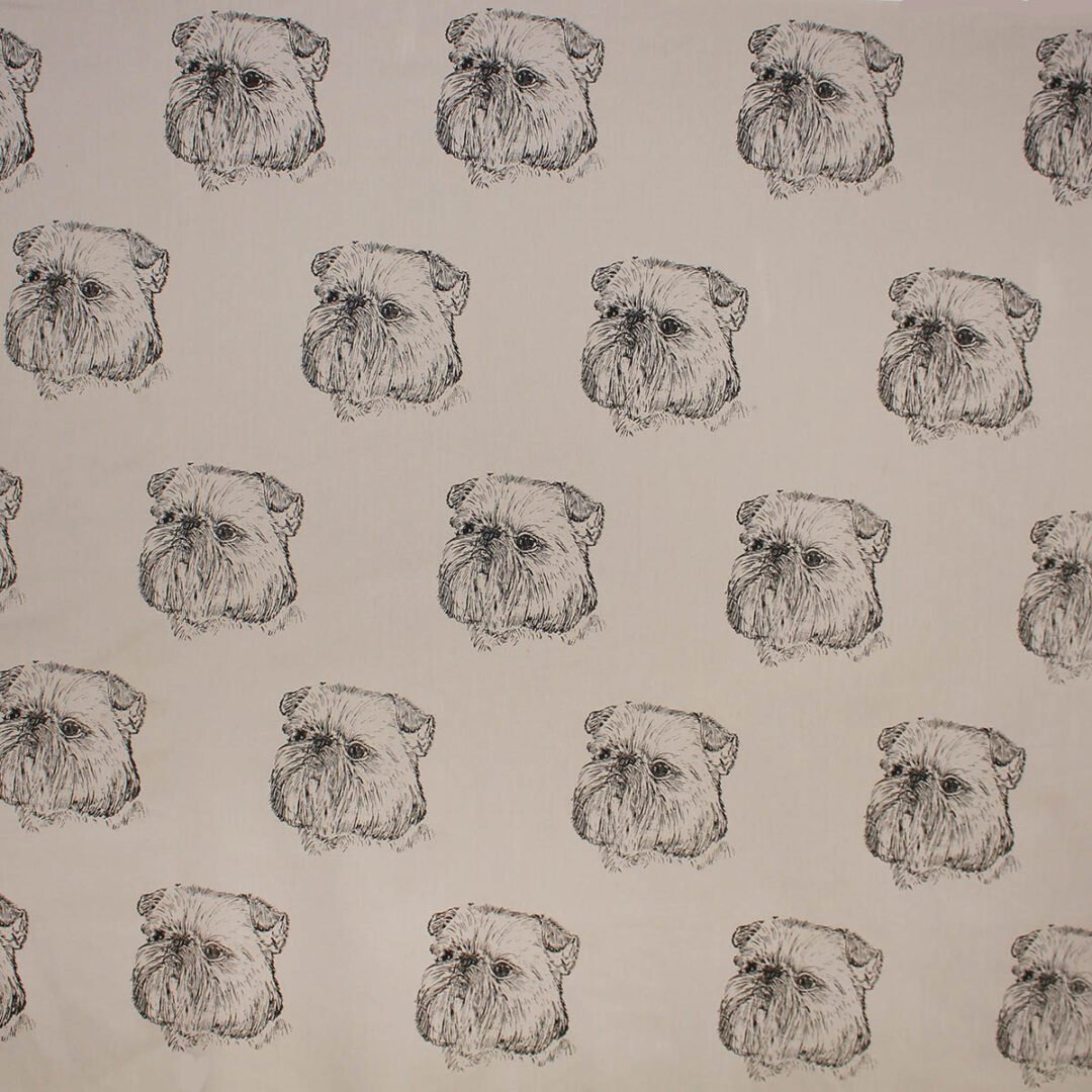 Brussell's Griffon Dog Fabric-All-Cotton, light mocha background color