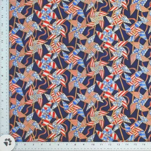 American Flag Sprials Print Fabric - (28)