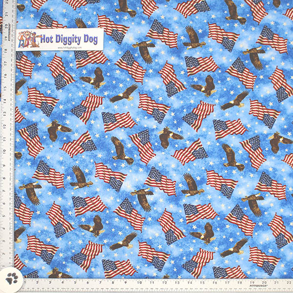 Eagles & Flags Blue Print Fabric - (39) - Image 2