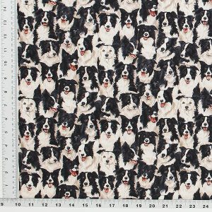 Border Collie-Makower Print Fabric - (51)