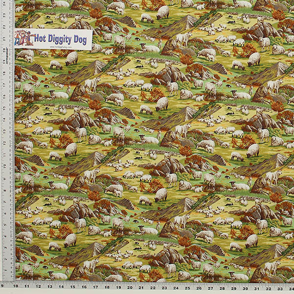 Sheep with Border Collies Print Fabric - (132) - Image 2