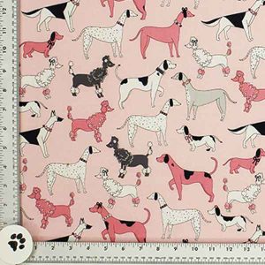 Dog Walk - Pink Print Fabric - (35)