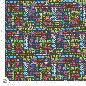 Dog Lover Words Print Fabric - (19)