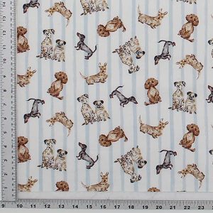Dogs with stripes Print Fabric - (108)
