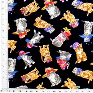 Glamour Kitties Print Fabric - (145)