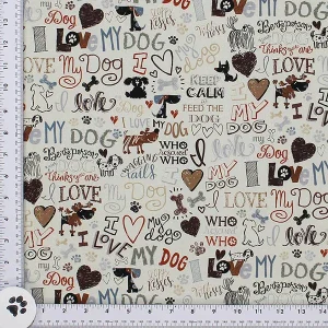 I Love My Dog Print Fabric - (18)