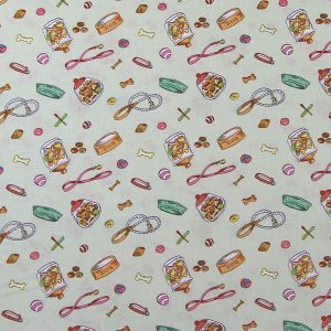 Dog Leashes & Toys-Cream Print Fabric - (42)