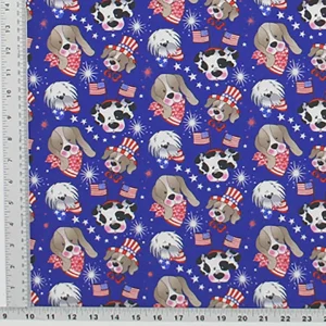 Patriotic Dogs Print Fabric - (29)