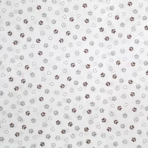 Dog Hearts-Paws/White Print Fabric - (26)