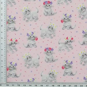 Pink Princess Kitties Print Fabrics - (50)