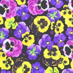 Purple Pansy Print Fabric - (87)