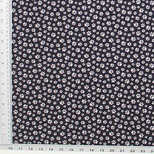 Mini White Paws on Black Print Fabric - (57)