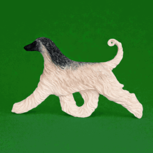 Hand-painted break-resistant acrylic resin dog magnet featuring a full-body Afghan-Hound in a gaiting pose, designed to attach to metal surfaces.