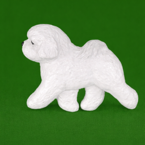 Hand-painted break-resistant acrylic resin dog magnet featuring a full-body Bichon Frise in a gaiting pose, designed to attach to metal surfaces.
