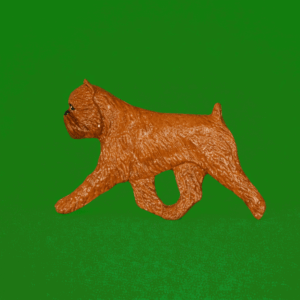 Hand-painted break-resistant acrylic resin dog magnet featuring a full-body Brussels Griffon Red in a gaiting pose, designed to attach to metal surfaces.