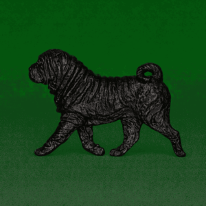 Hand-painted break-resistant acrylic resin dog magnet featuring a full-body Chinese-Shar-Pei in a gaiting pose, designed to attach to metal surfaces.