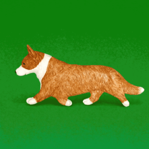Hand-painted break-resistant acrylic resin dog magnet featuring a Corgi Cardigan in a gaiting pose, designed to attach to metal surfaces.
